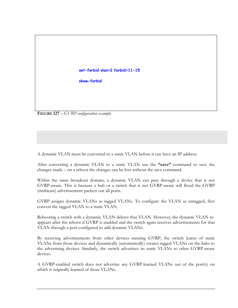 Gvrp operations notes, Igure, Gvrp configuration example | GarrettCom Magnum MNS-6K User Manual | Page 217 / 329