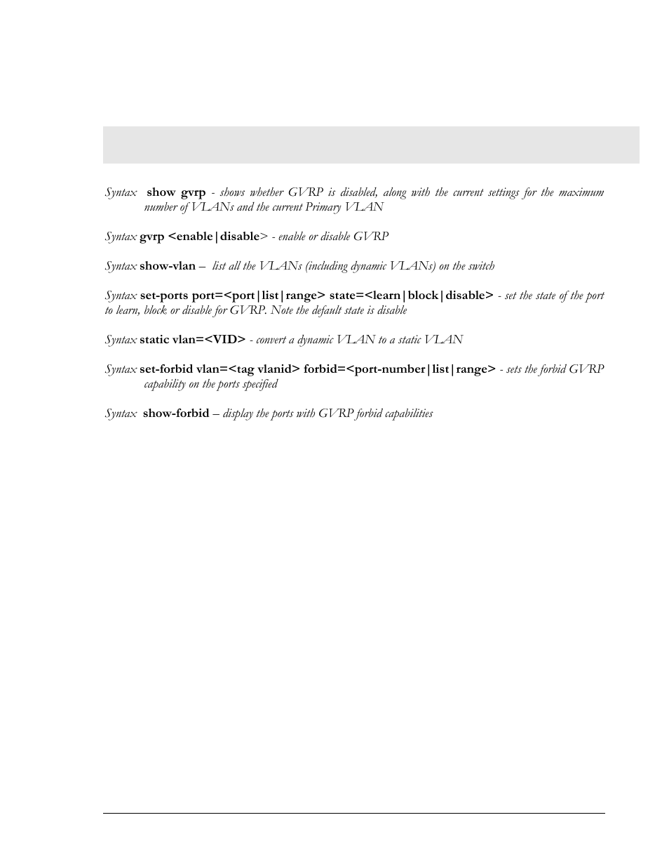 List of commands in this chapter | GarrettCom Magnum MNS-6K User Manual | Page 218 / 329