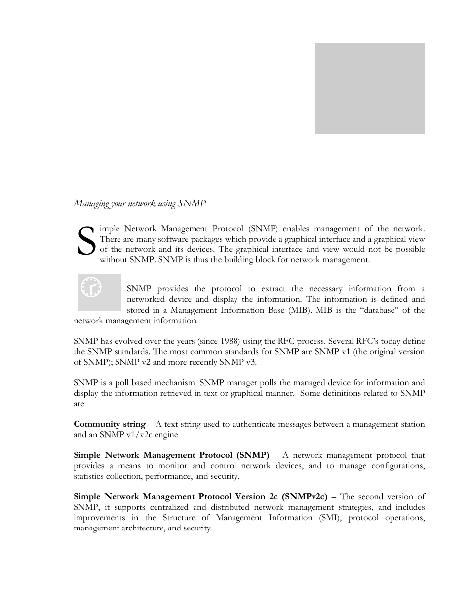 Snmp concepts, 18 – snmp | GarrettCom Magnum MNS-6K User Manual | Page 219 / 329