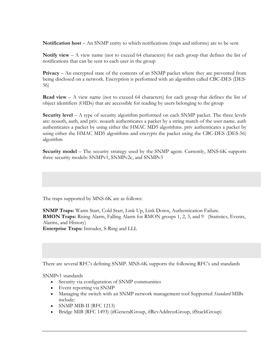 Traps, Standards | GarrettCom Magnum MNS-6K User Manual | Page 221 / 329