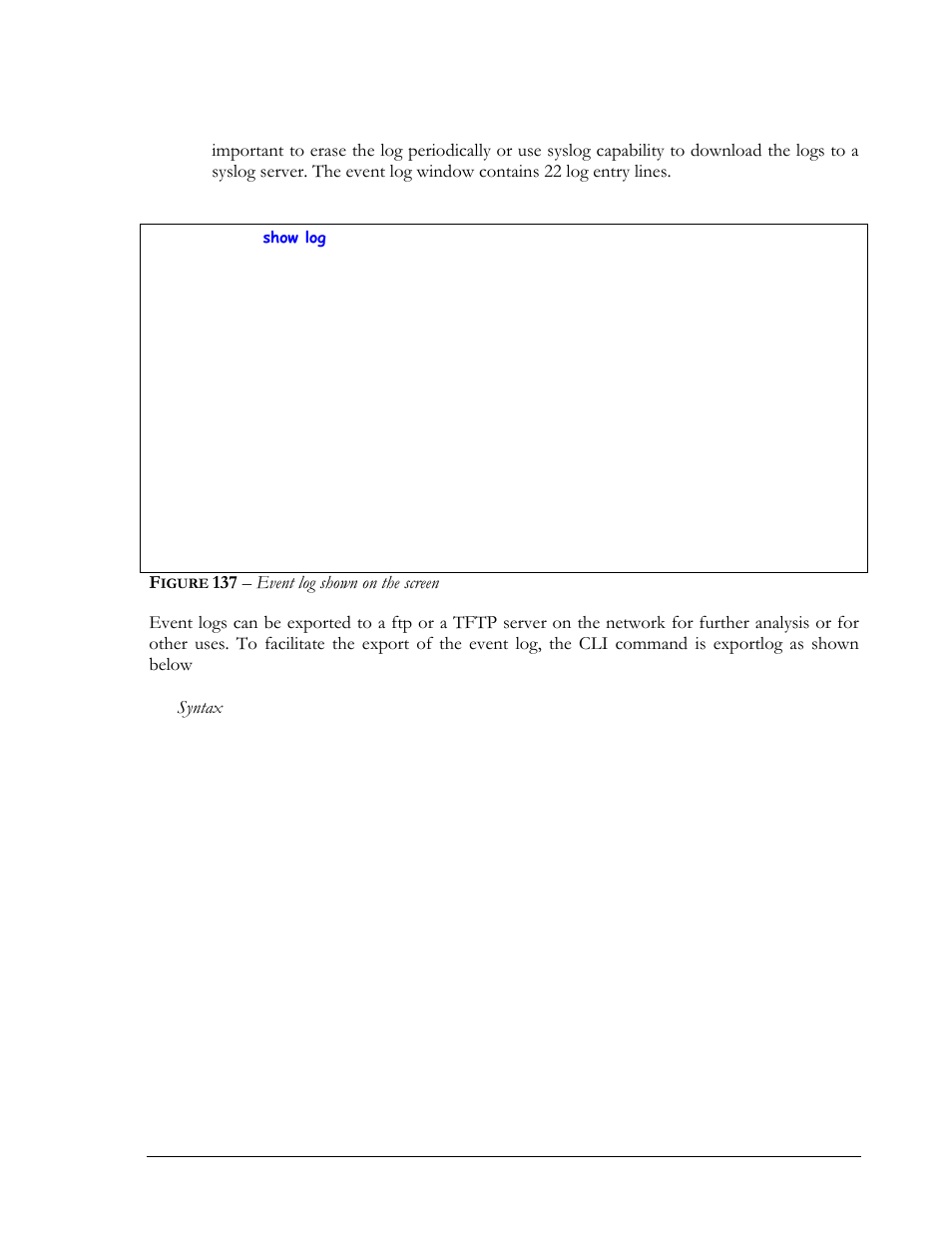 Igure, 137 – event log shown on the screen | GarrettCom Magnum MNS-6K User Manual | Page 250 / 329