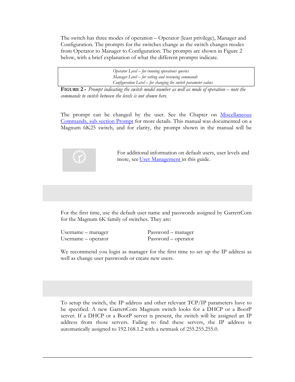 Logging in for the first time, Setting the ip parameters, Igure | GarrettCom Magnum MNS-6K User Manual | Page 26 / 329