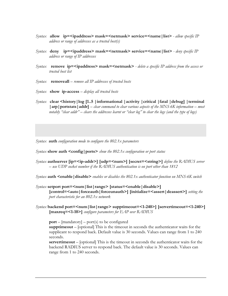 Chapter 6 – access using radius | GarrettCom Magnum MNS-6K User Manual | Page 264 / 329