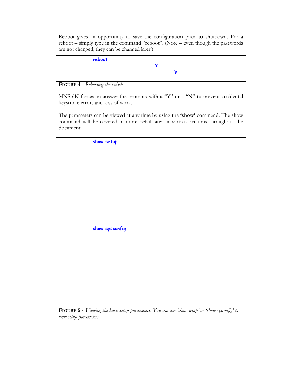 Igure, Rebooting the switch, View setup parameters | GarrettCom Magnum MNS-6K User Manual | Page 28 / 329
