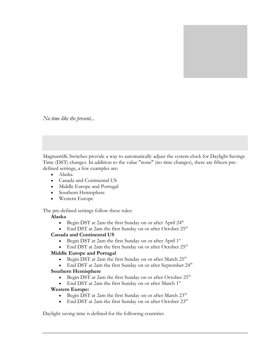 Appendix 3 - daylight savings, Daylight savings time, Appendix | GarrettCom Magnum MNS-6K User Manual | Page 300 / 329