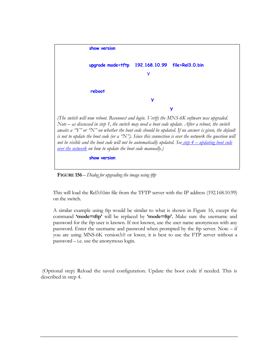 Next steps, Igure, Dialog for upgrading the image using tftp | GarrettCom Magnum MNS-6K User Manual | Page 318 / 329