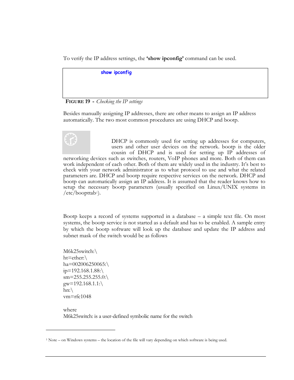 Dhcp and bootp, Bootp database, Dhcp and bootp bootp database | Igure, Checking the ip settings | GarrettCom Magnum MNS-6K User Manual | Page 37 / 329