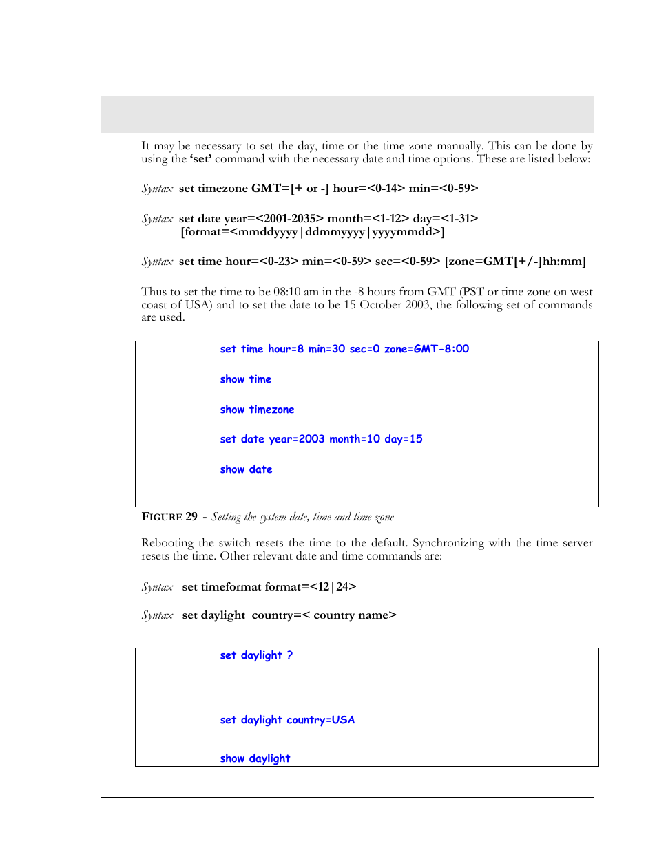 Date and time, Igure, Setting the system date, time and time zone | GarrettCom Magnum MNS-6K User Manual | Page 44 / 329