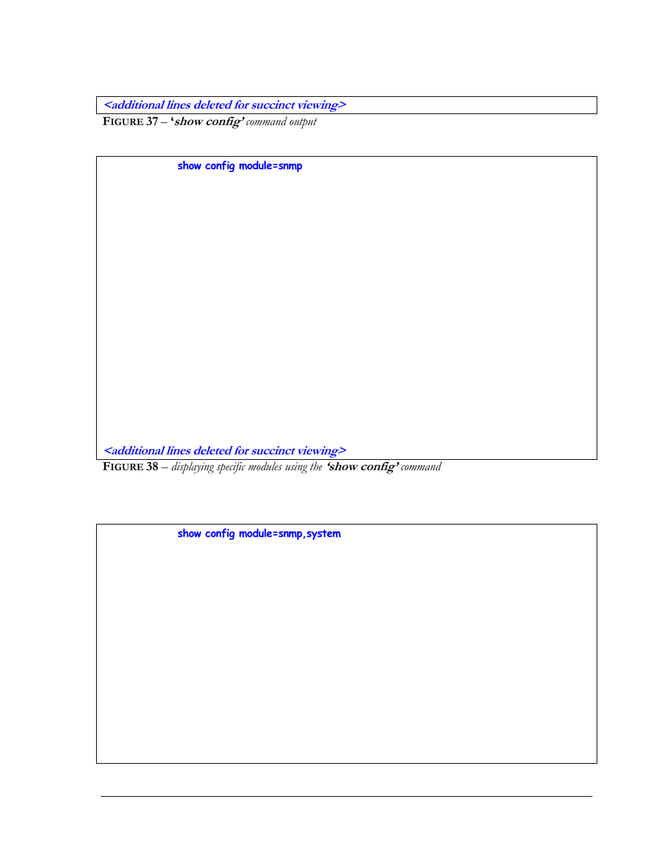 Igure, Show config, Command output | 38 – displaying specific modules using the, Command | GarrettCom Magnum MNS-6K User Manual | Page 53 / 329