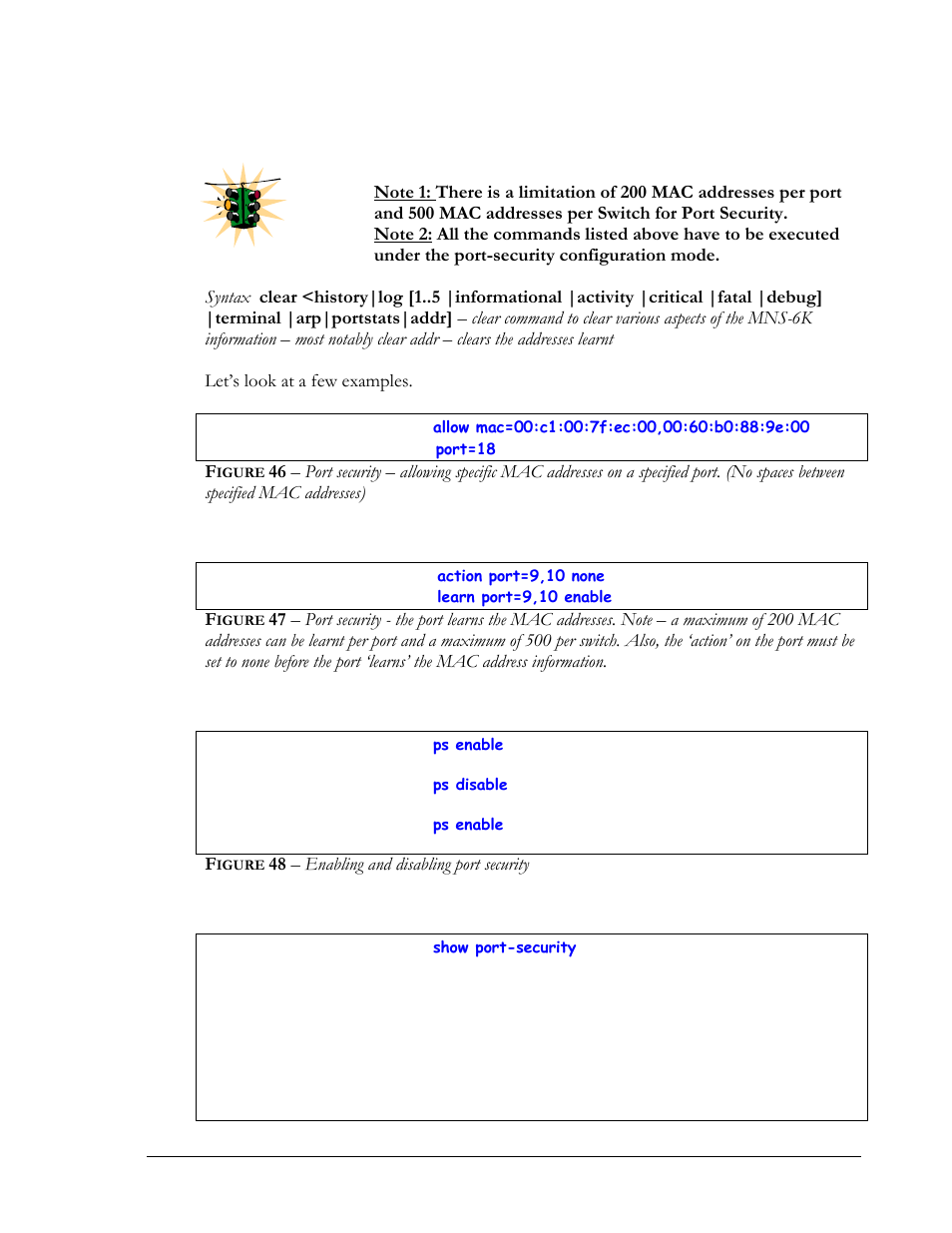 Igure, Between specified mac addresses), 48 – enabling and disabling port security | GarrettCom Magnum MNS-6K User Manual | Page 68 / 329