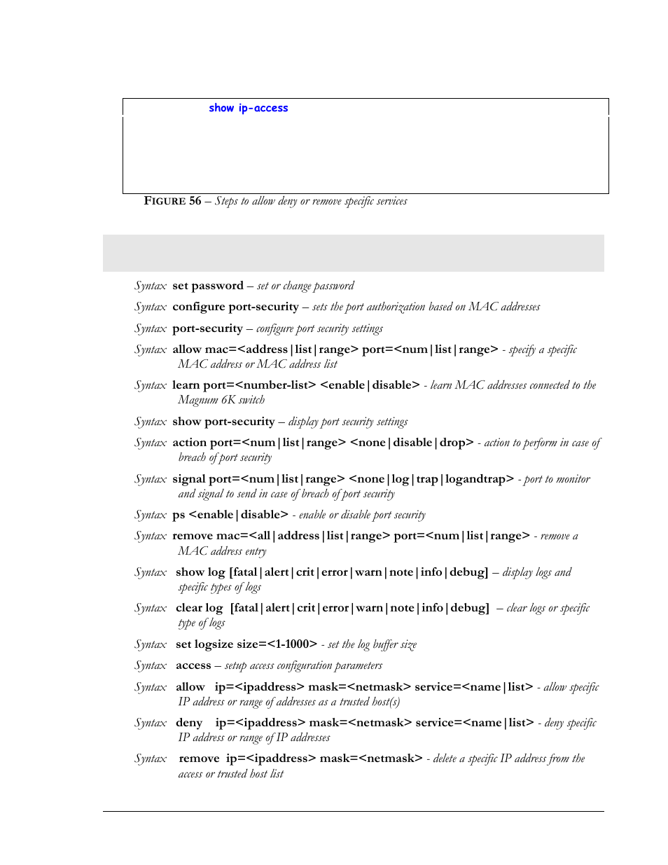 List of commands in this chapter, Igure | GarrettCom Magnum MNS-6K User Manual | Page 76 / 329