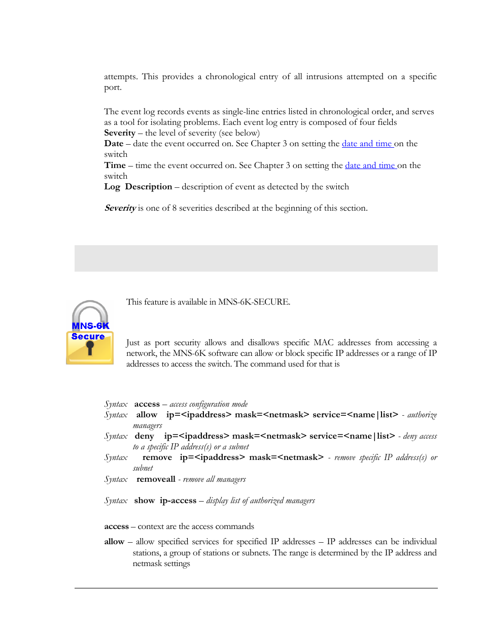 Authorized managers | GarrettCom MNS-6K 4.1.4 User Manual | Page 103 / 364