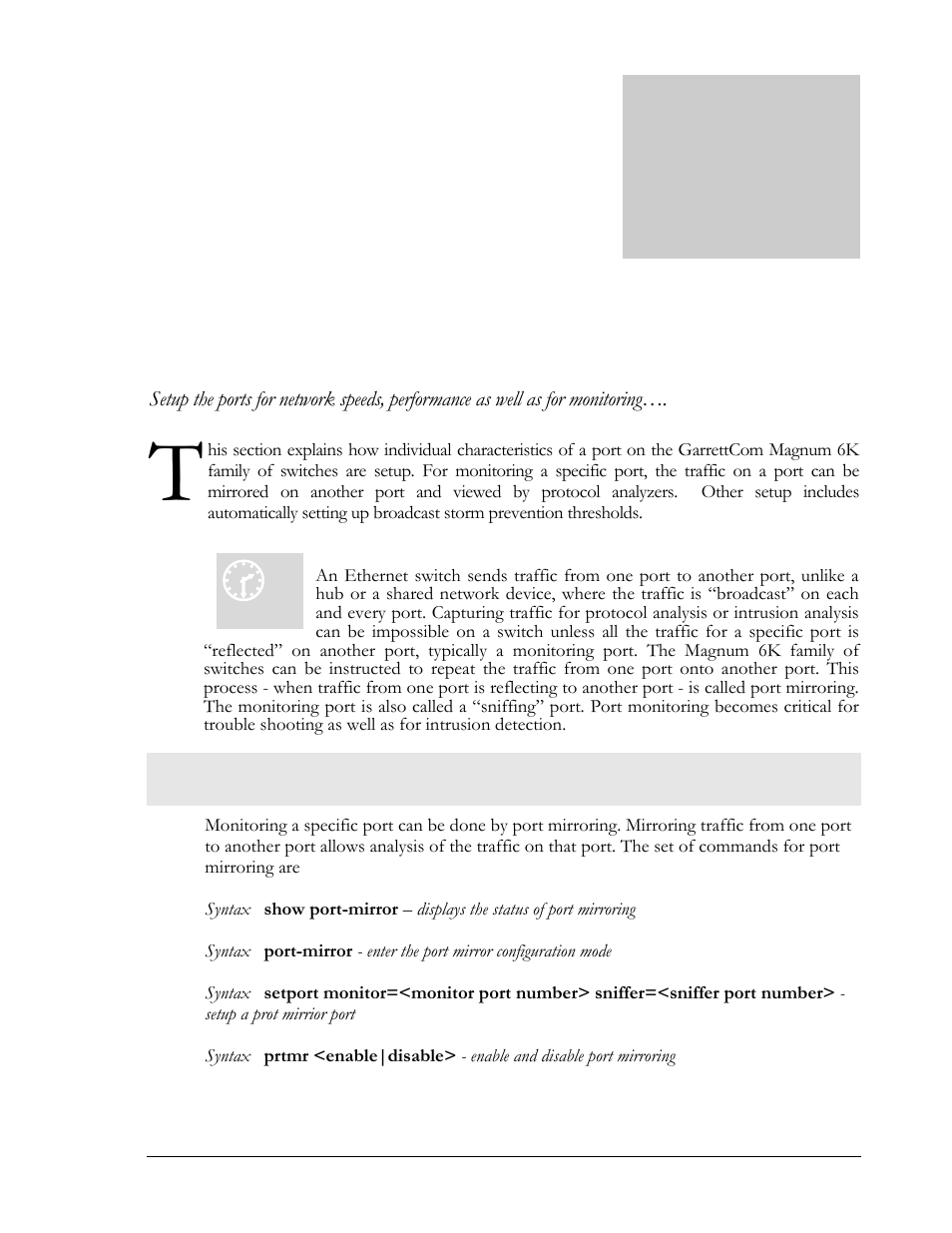 Port monitoring and mirroring, 10 – port mirroring and setup, Port mirroring | GarrettCom MNS-6K 4.1.4 User Manual | Page 123 / 364