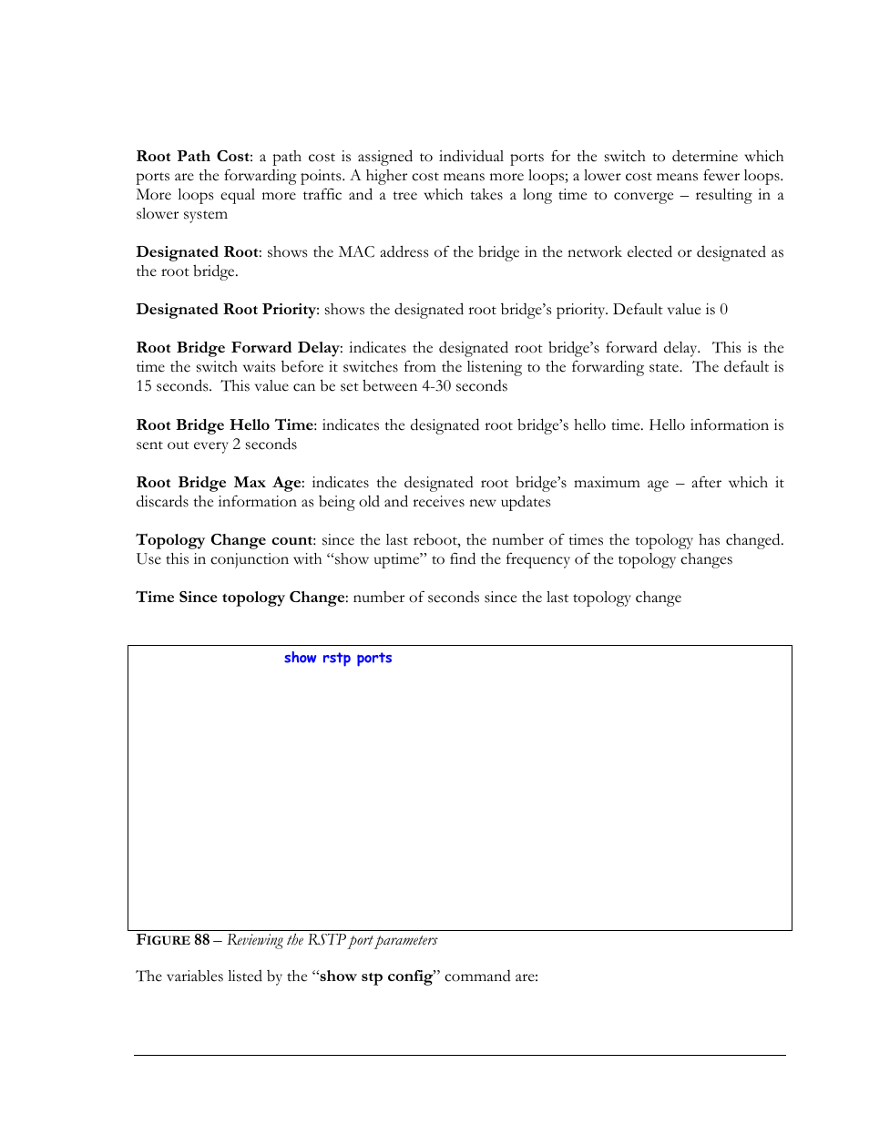 Igure, Reviewing the rstp port parameters | GarrettCom MNS-6K 4.1.4 User Manual | Page 165 / 364