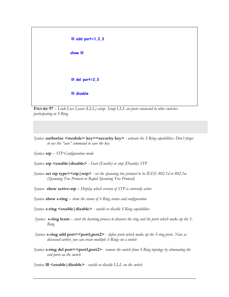 List of commands in this chapter, Igure, Participating in s-ring | GarrettCom MNS-6K 4.1.4 User Manual | Page 186 / 364