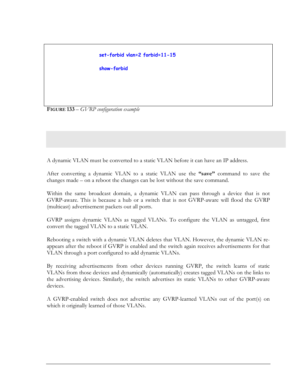 Gvrp operations notes, Igure, Gvrp configuration example | GarrettCom MNS-6K 4.1.4 User Manual | Page 238 / 364