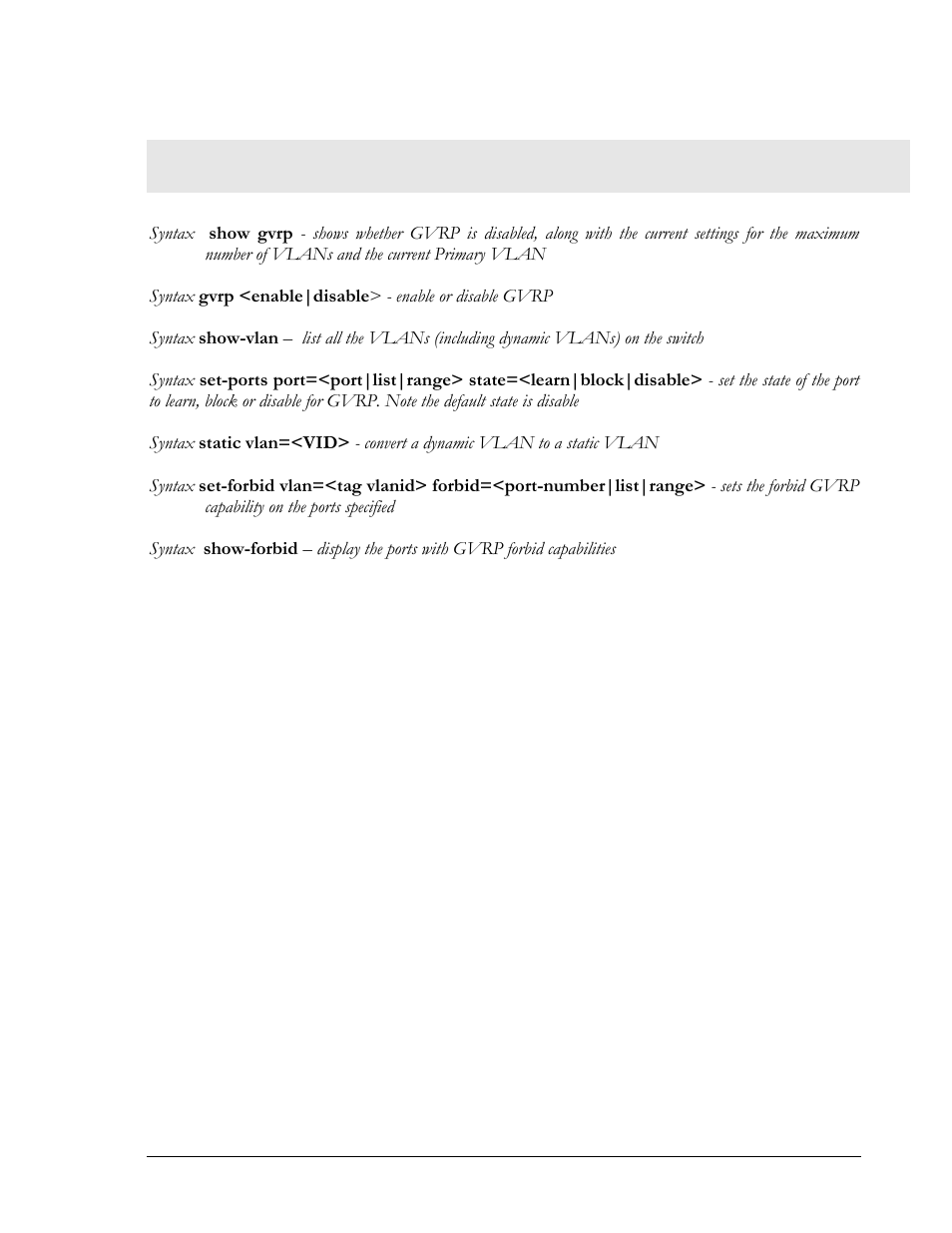 List of commands in this chapter | GarrettCom MNS-6K 4.1.4 User Manual | Page 239 / 364