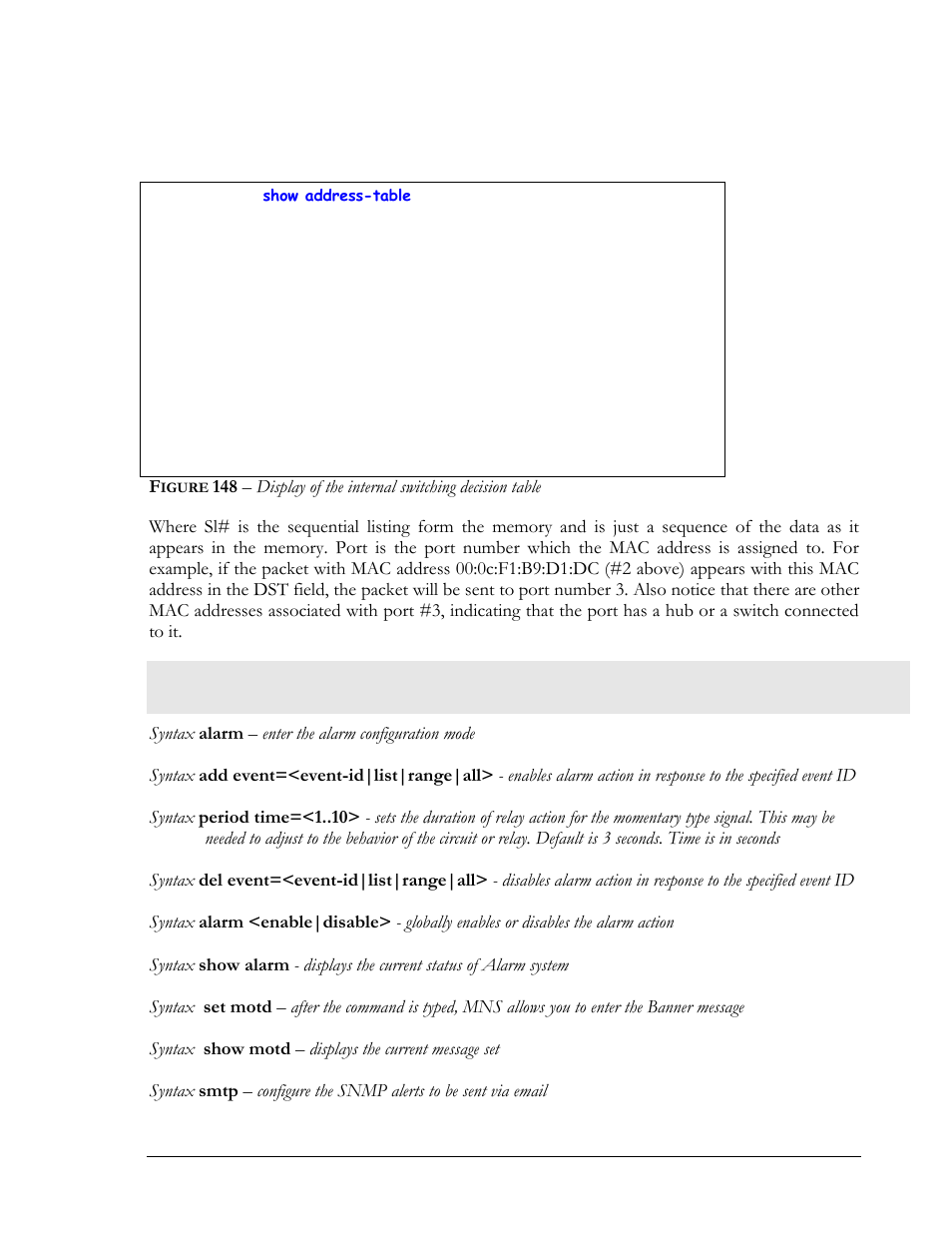 List of commands in this chapter, Igure | GarrettCom MNS-6K 4.1.4 User Manual | Page 279 / 364
