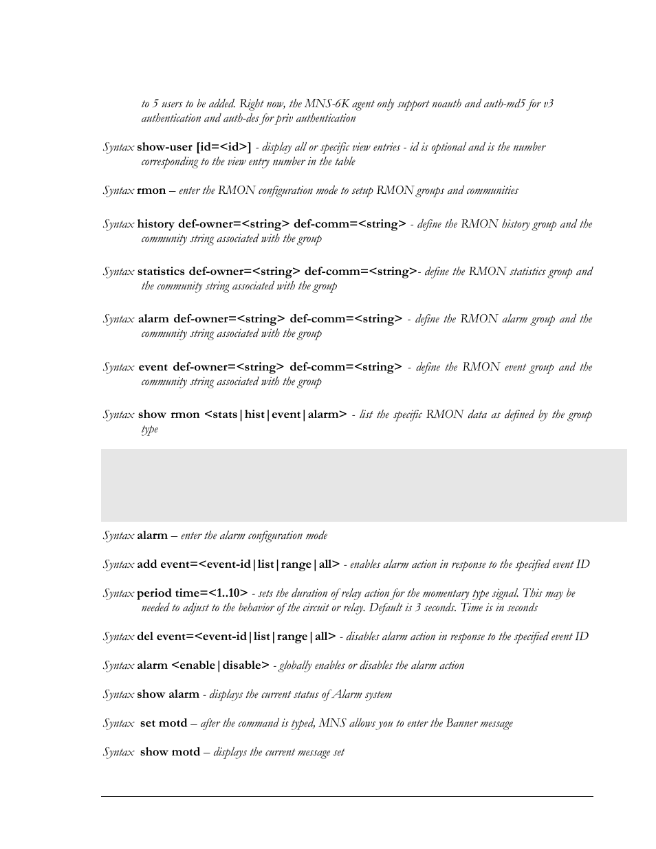 Chapter 21 – miscellaneous commands | GarrettCom MNS-6K 4.1.4 User Manual | Page 301 / 364