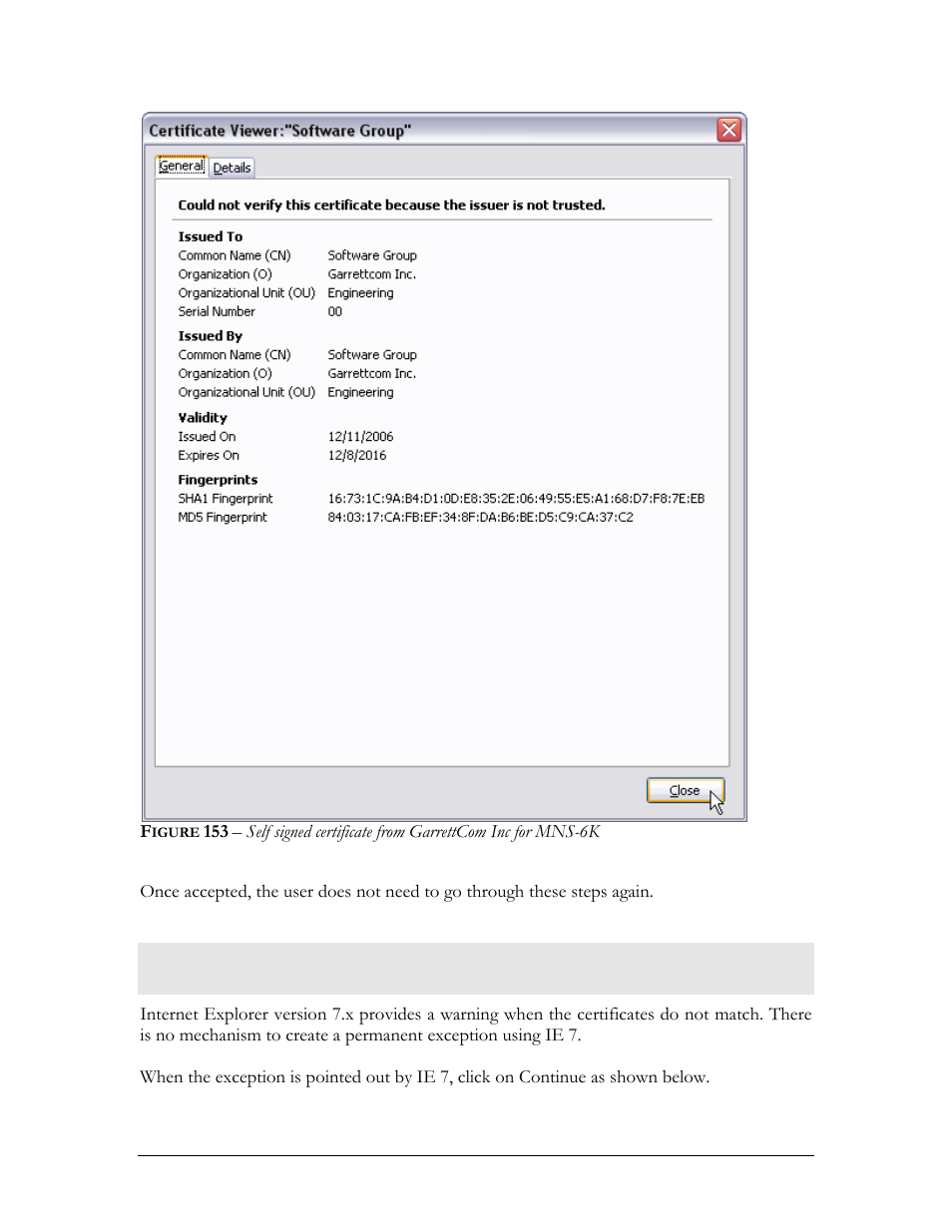Using internet explorer (ver 7.x), Igure | GarrettCom MNS-6K 4.1.4 User Manual | Page 334 / 364