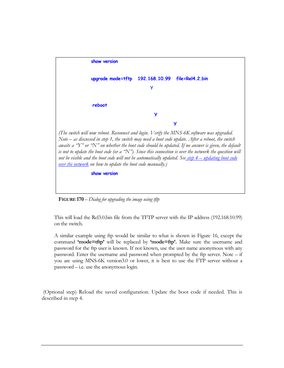 Next steps, Igure, Dialog for upgrading the image using tftp | GarrettCom MNS-6K 4.1.4 User Manual | Page 352 / 364