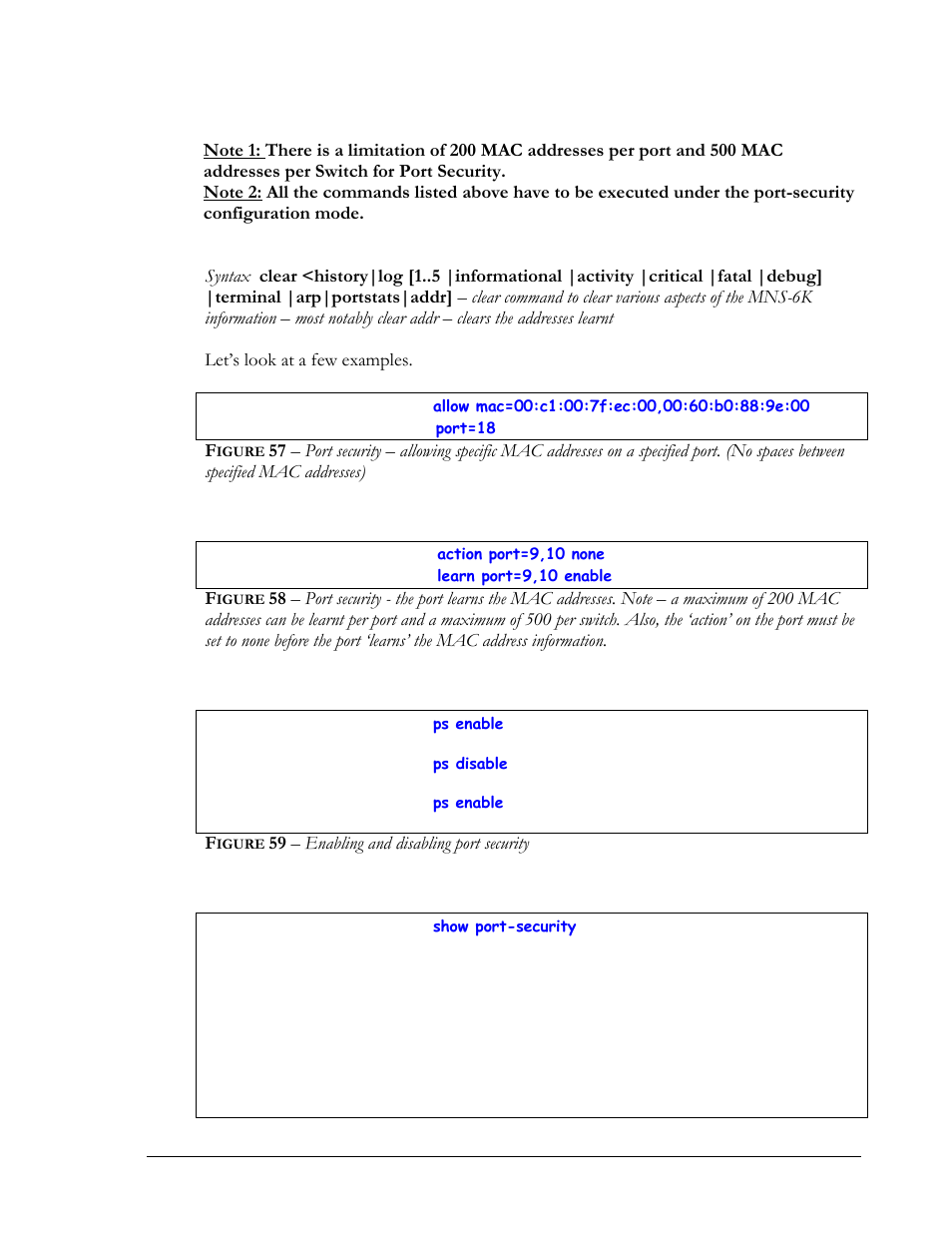 Igure, Between specified mac addresses), 59 – enabling and disabling port security | GarrettCom MNS-6K 4.1.4 User Manual | Page 93 / 364