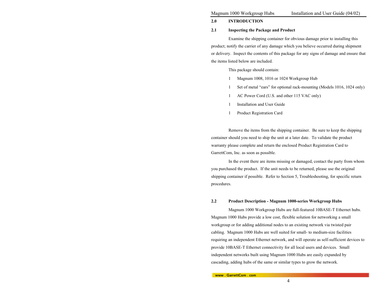 GarrettCom 1008 User Manual | Page 10 / 44