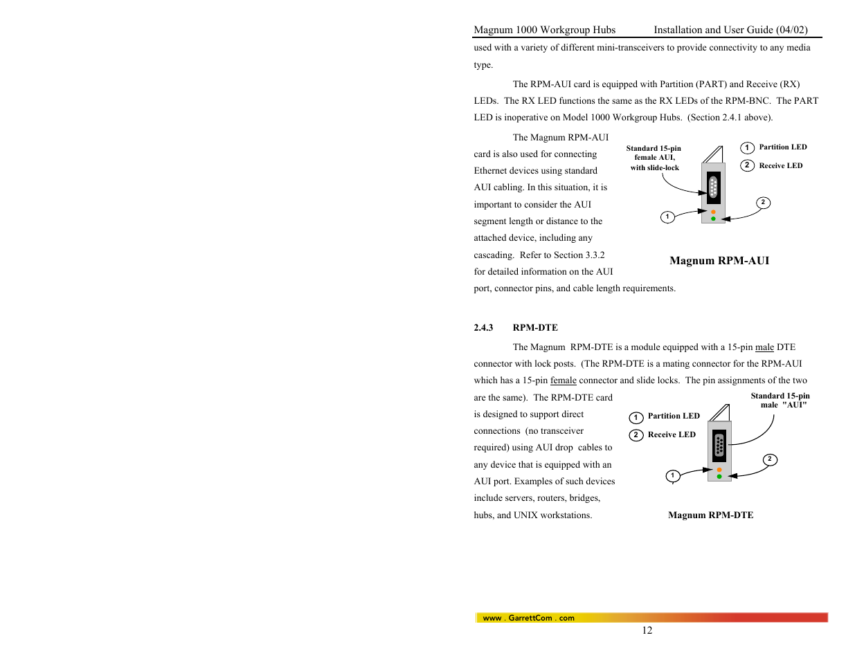 Magnum rpm-aui | GarrettCom 1008 User Manual | Page 18 / 44