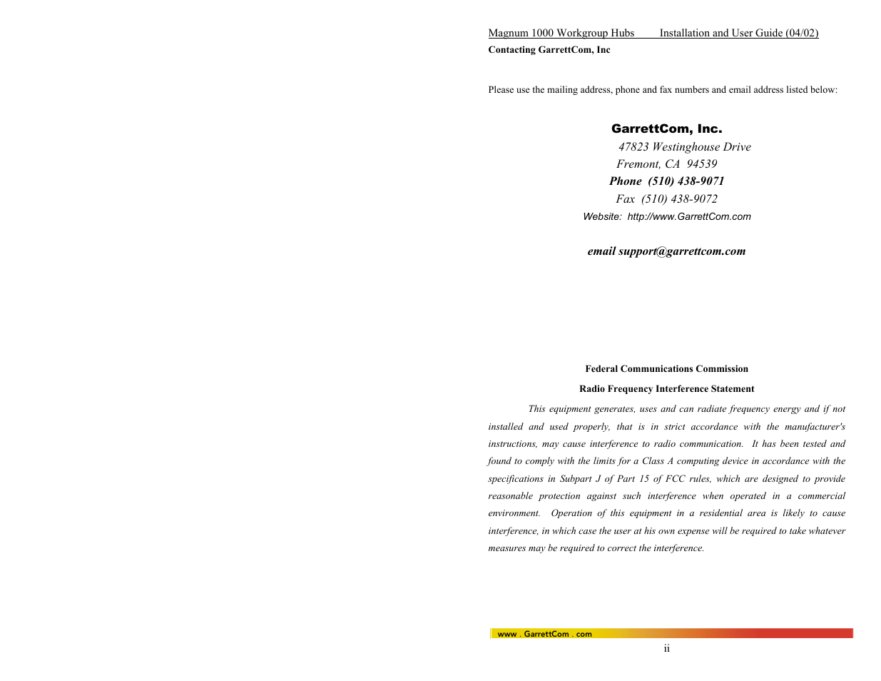 GarrettCom 1008 User Manual | Page 3 / 44