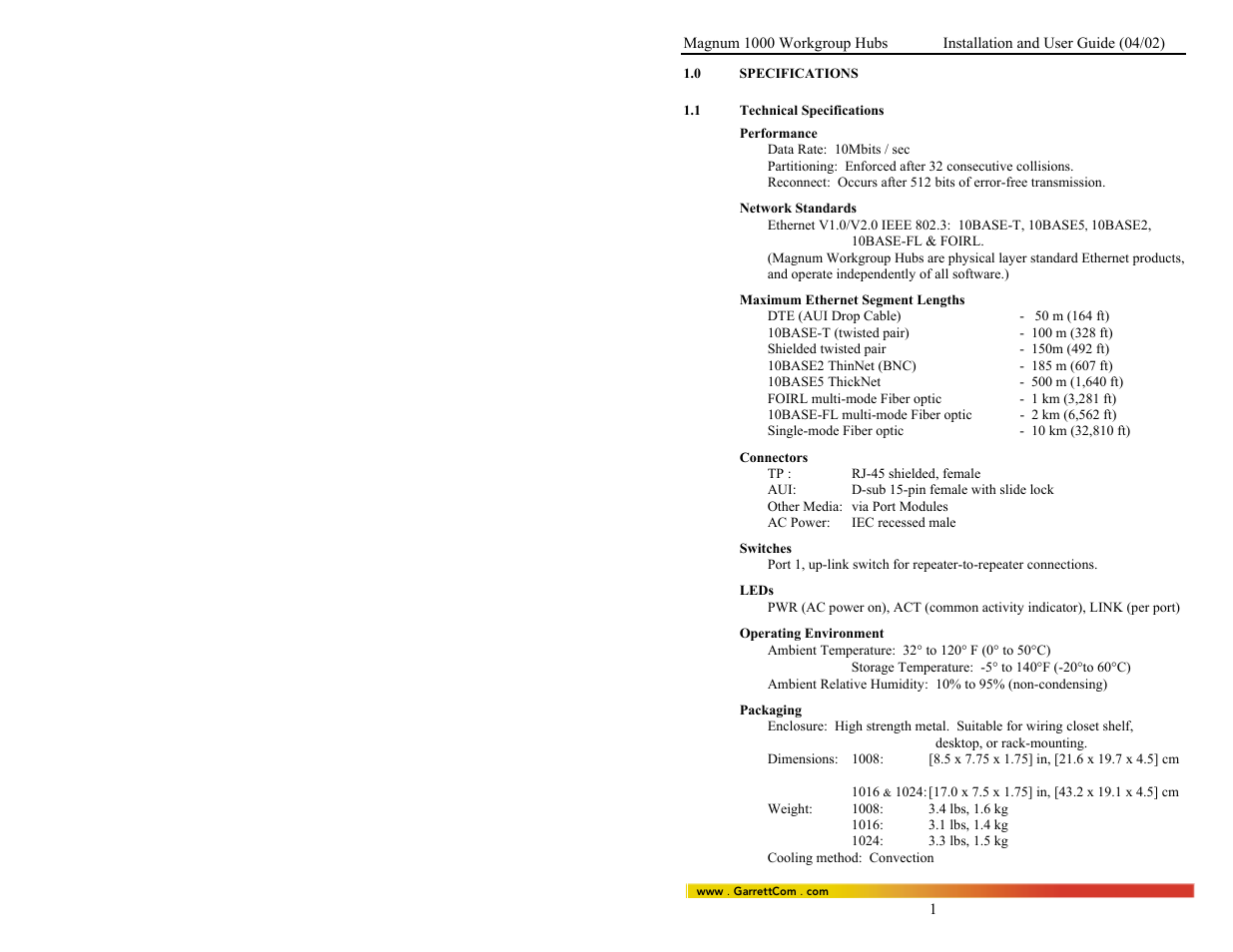 GarrettCom 1008 User Manual | Page 7 / 44