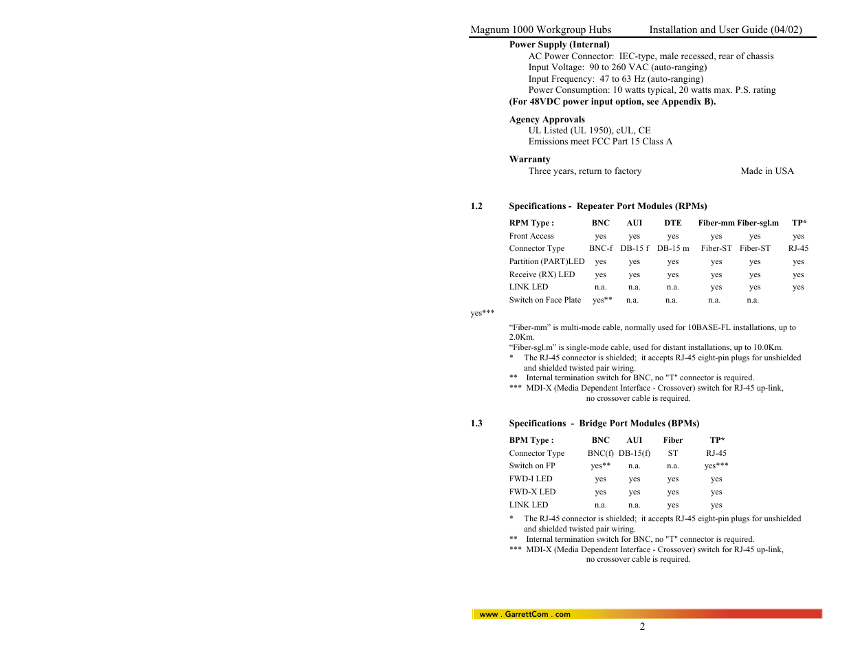GarrettCom 1008 User Manual | Page 8 / 44