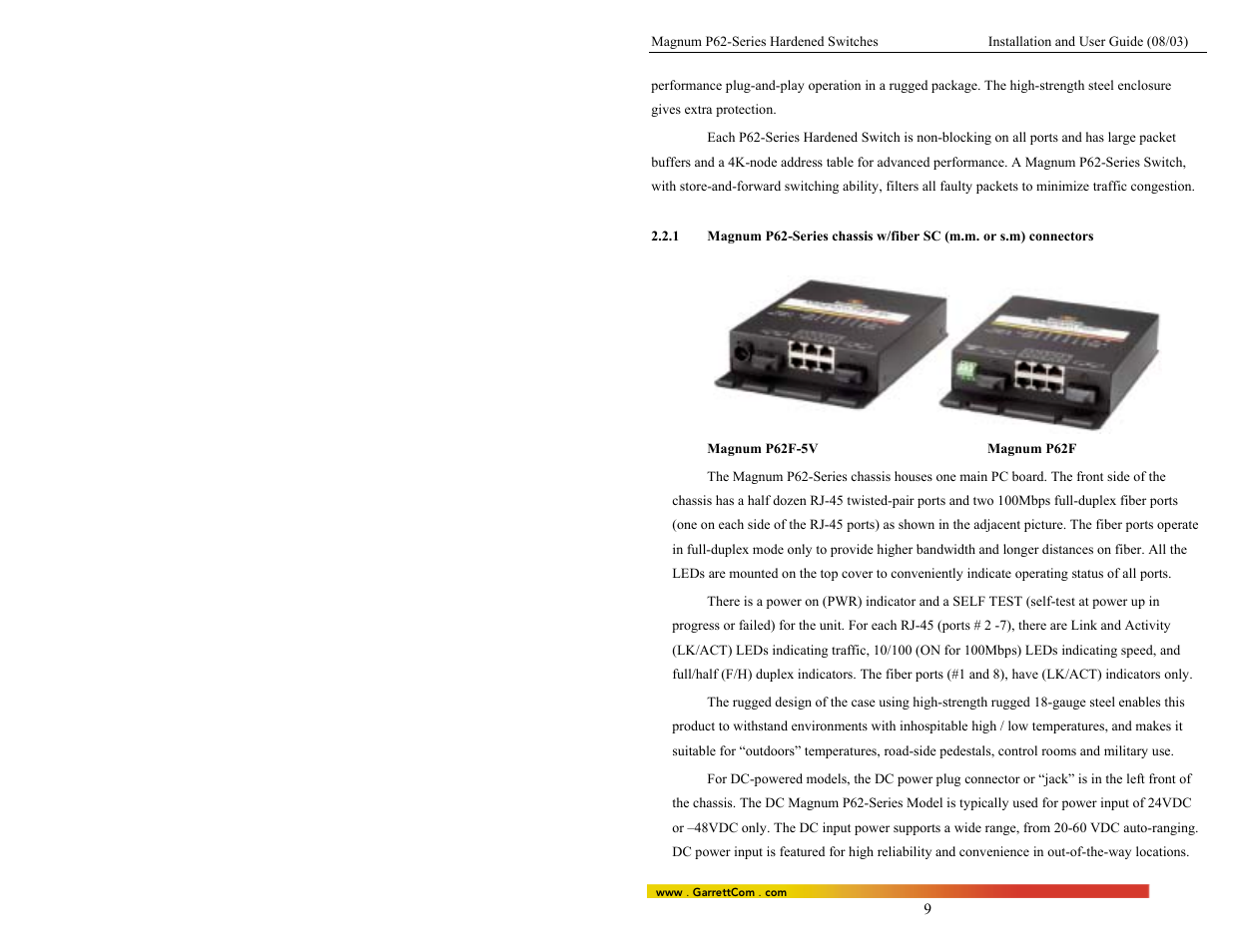 GarrettCom P62-Series User Manual | Page 13 / 37