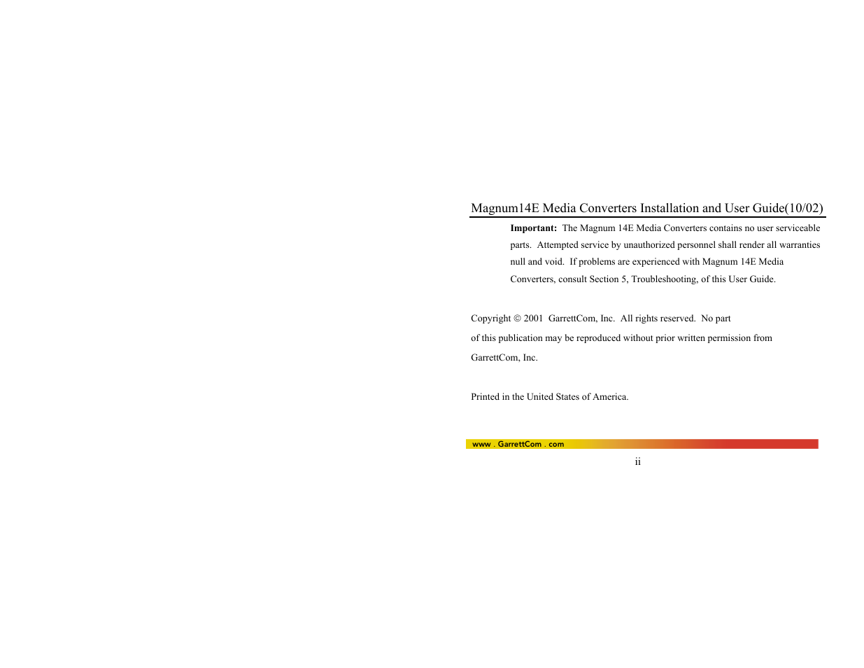 GarrettCom 14E User Manual | Page 3 / 66