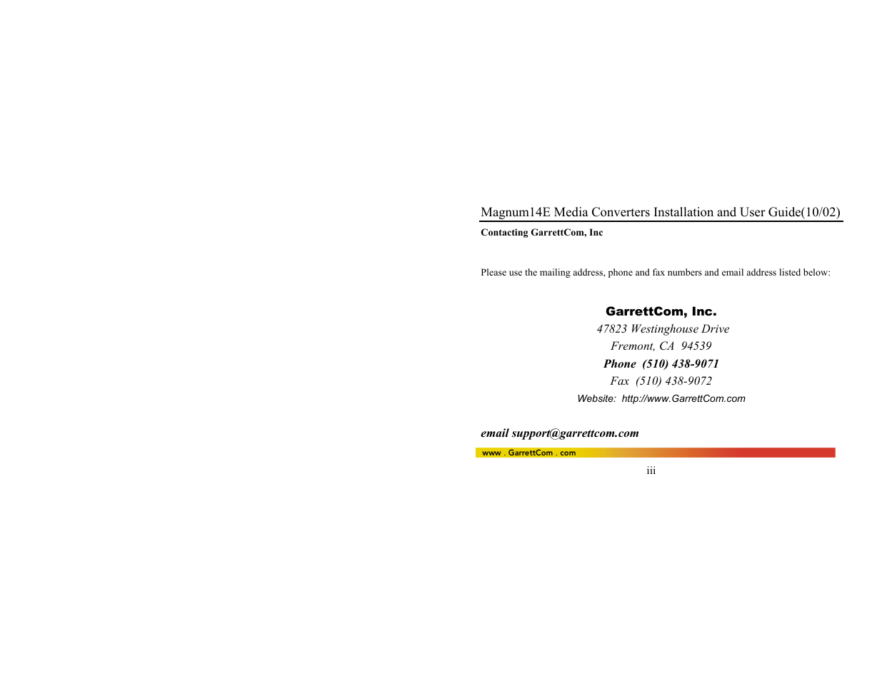 GarrettCom 14E User Manual | Page 4 / 66