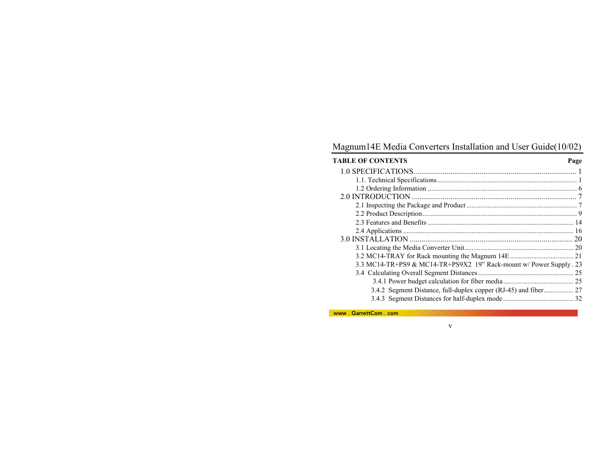 GarrettCom 14E User Manual | Page 6 / 66