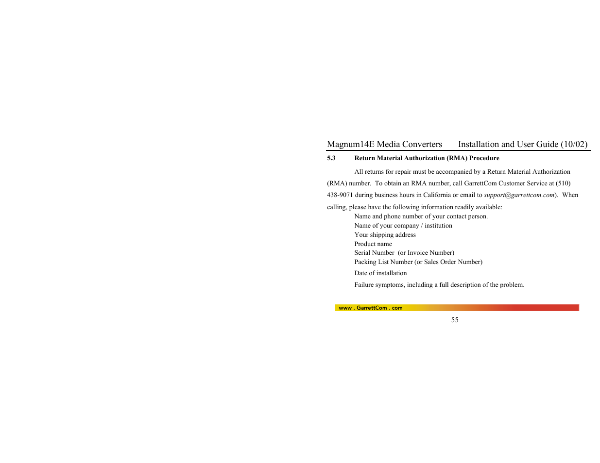 GarrettCom 14E User Manual | Page 63 / 66