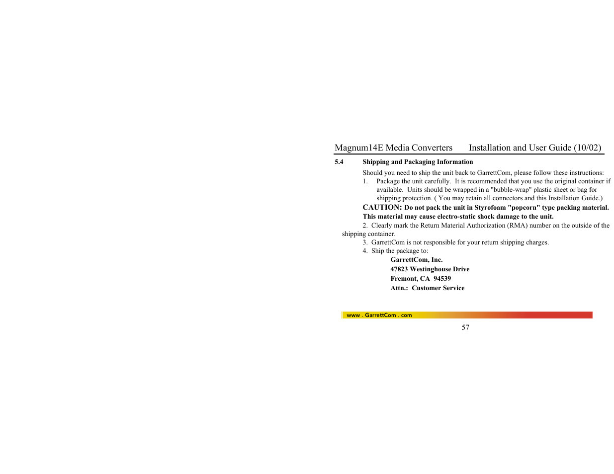 GarrettCom 14E User Manual | Page 65 / 66