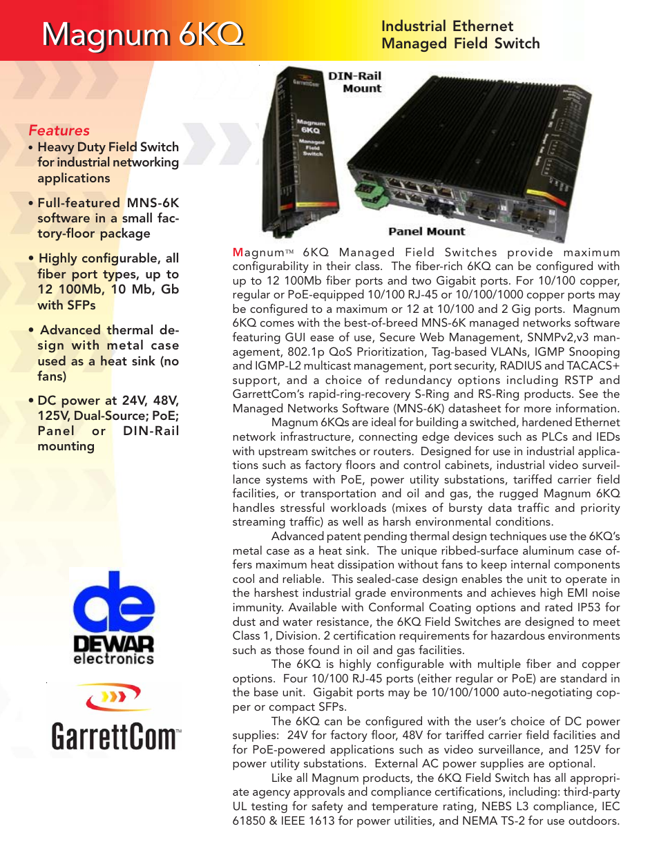 GarrettCom Magnum 6KQ User Manual | 2 pages