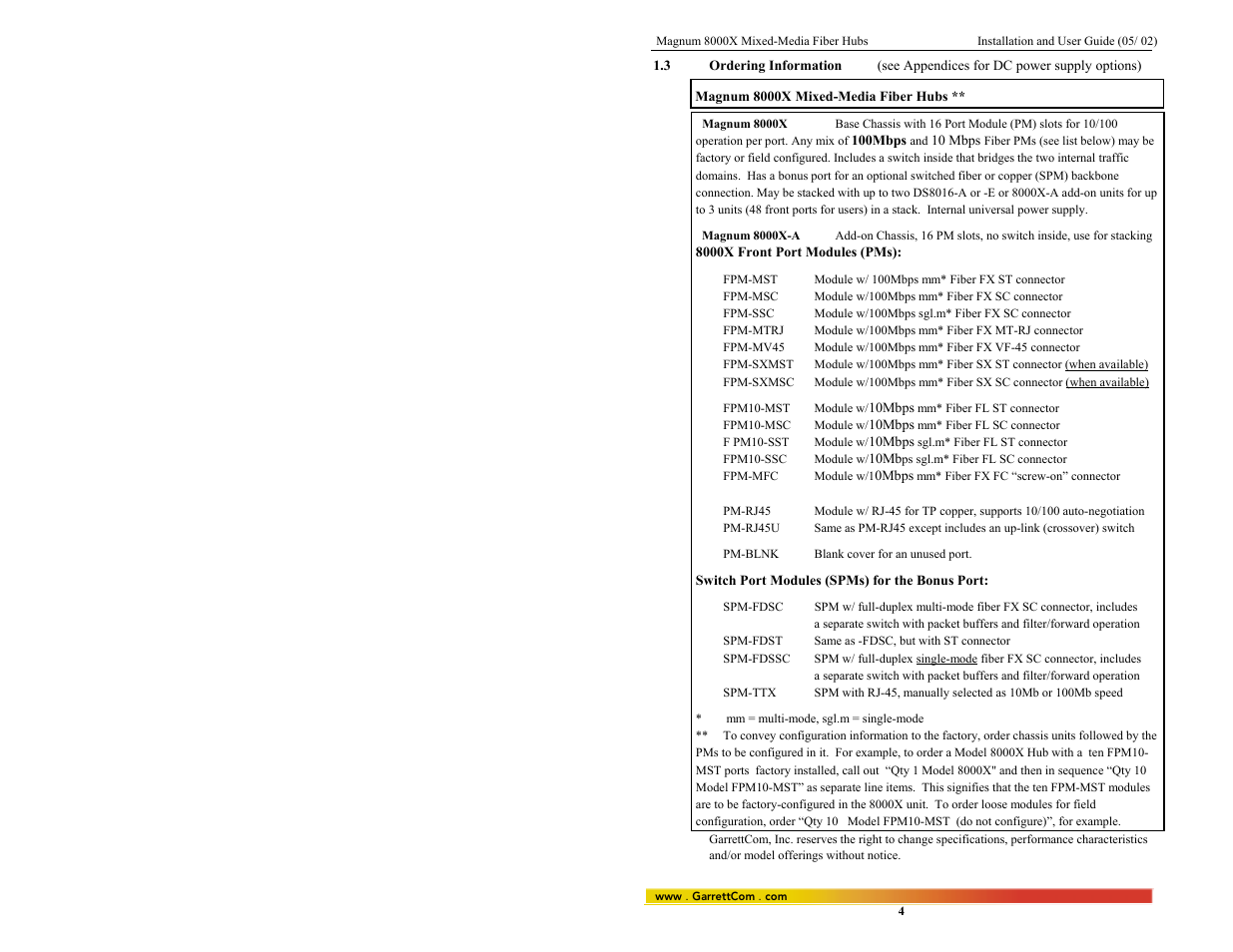 GarrettCom 8000X User Manual | Page 11 / 63