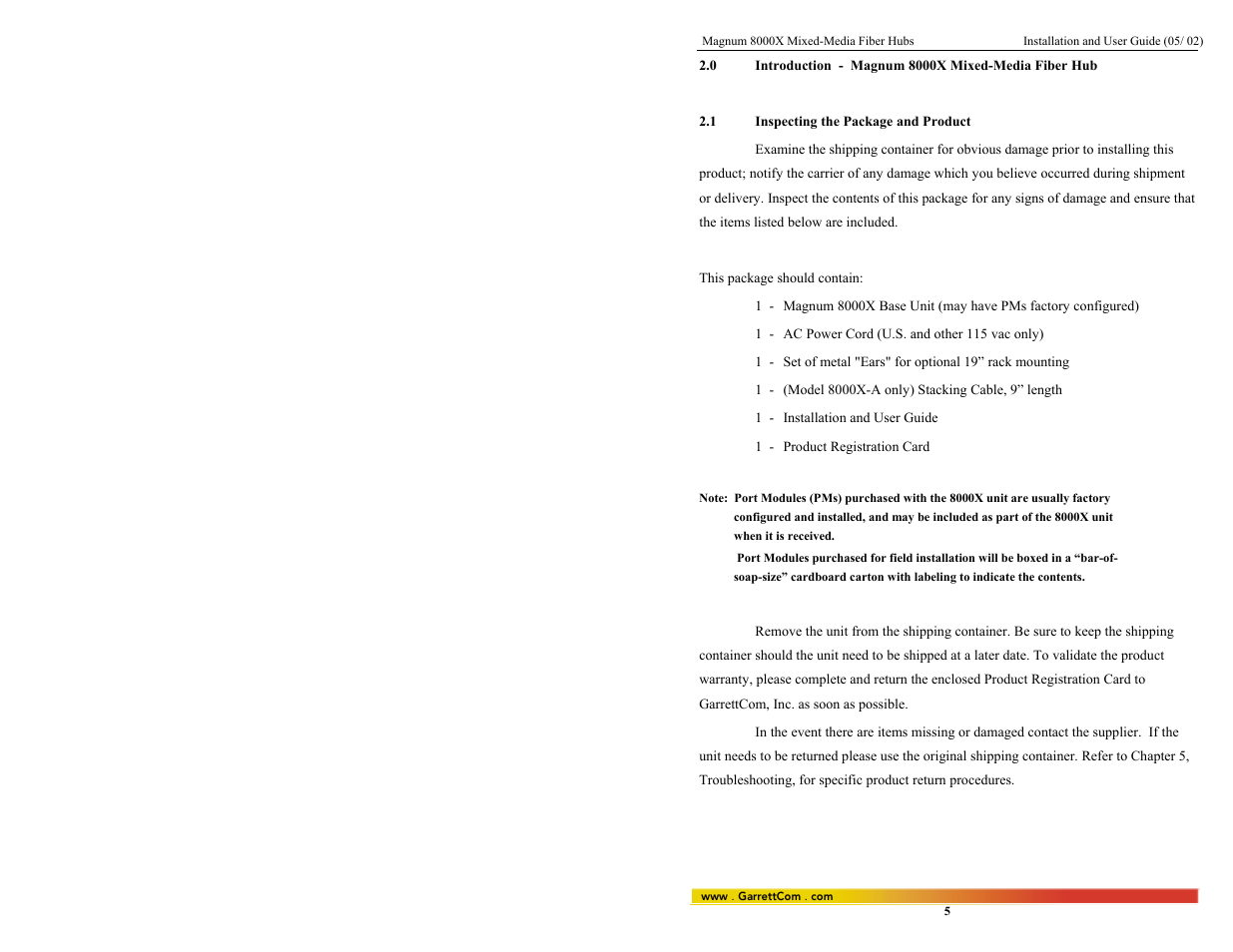 GarrettCom 8000X User Manual | Page 12 / 63