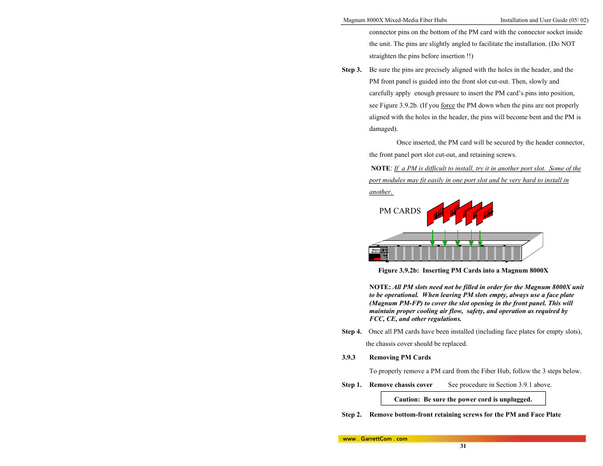 Pm cards | GarrettCom 8000X User Manual | Page 38 / 63