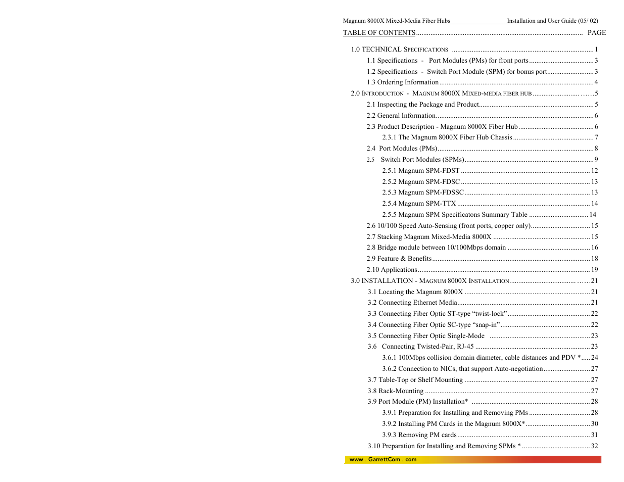 GarrettCom 8000X User Manual | Page 5 / 63
