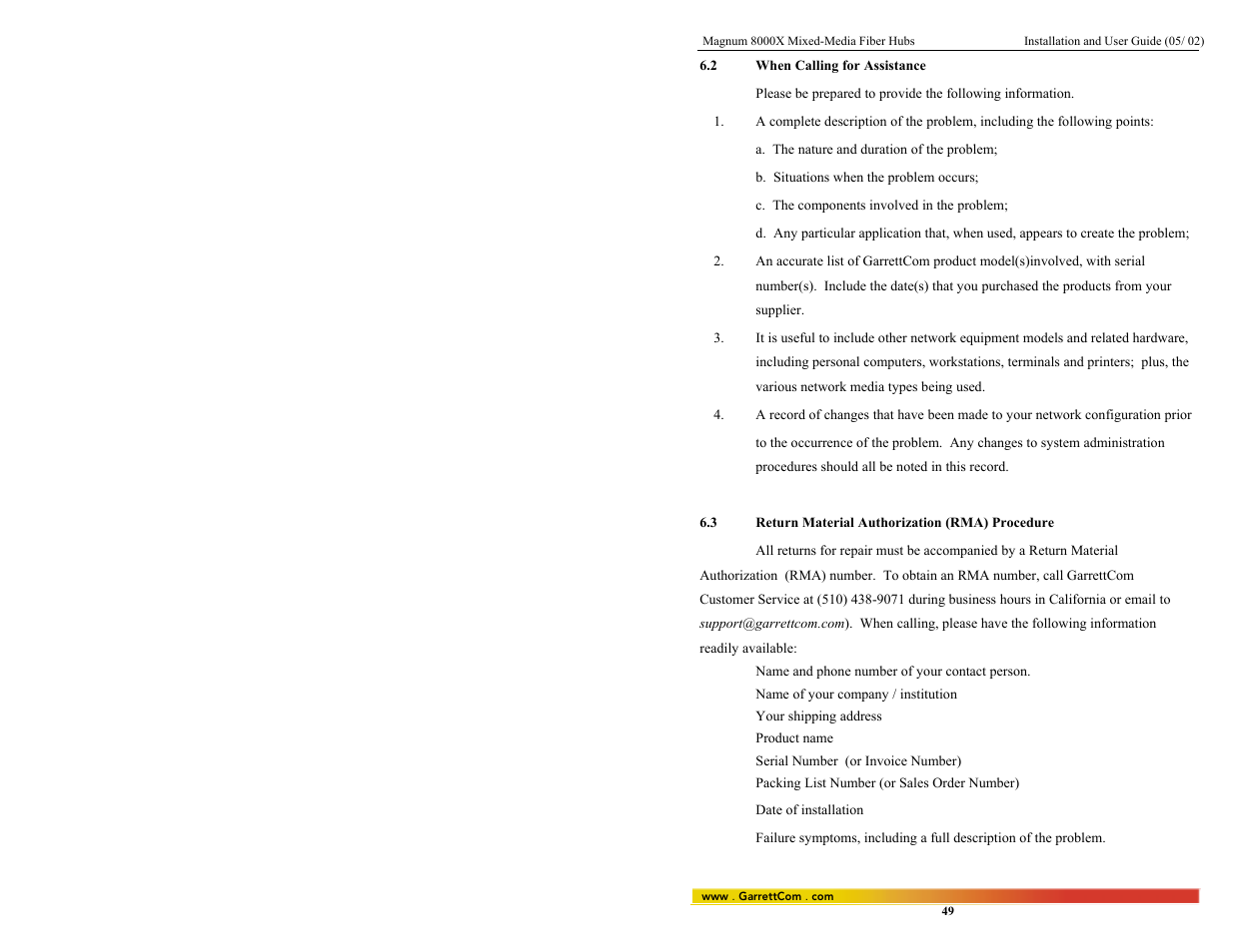 GarrettCom 8000X User Manual | Page 56 / 63