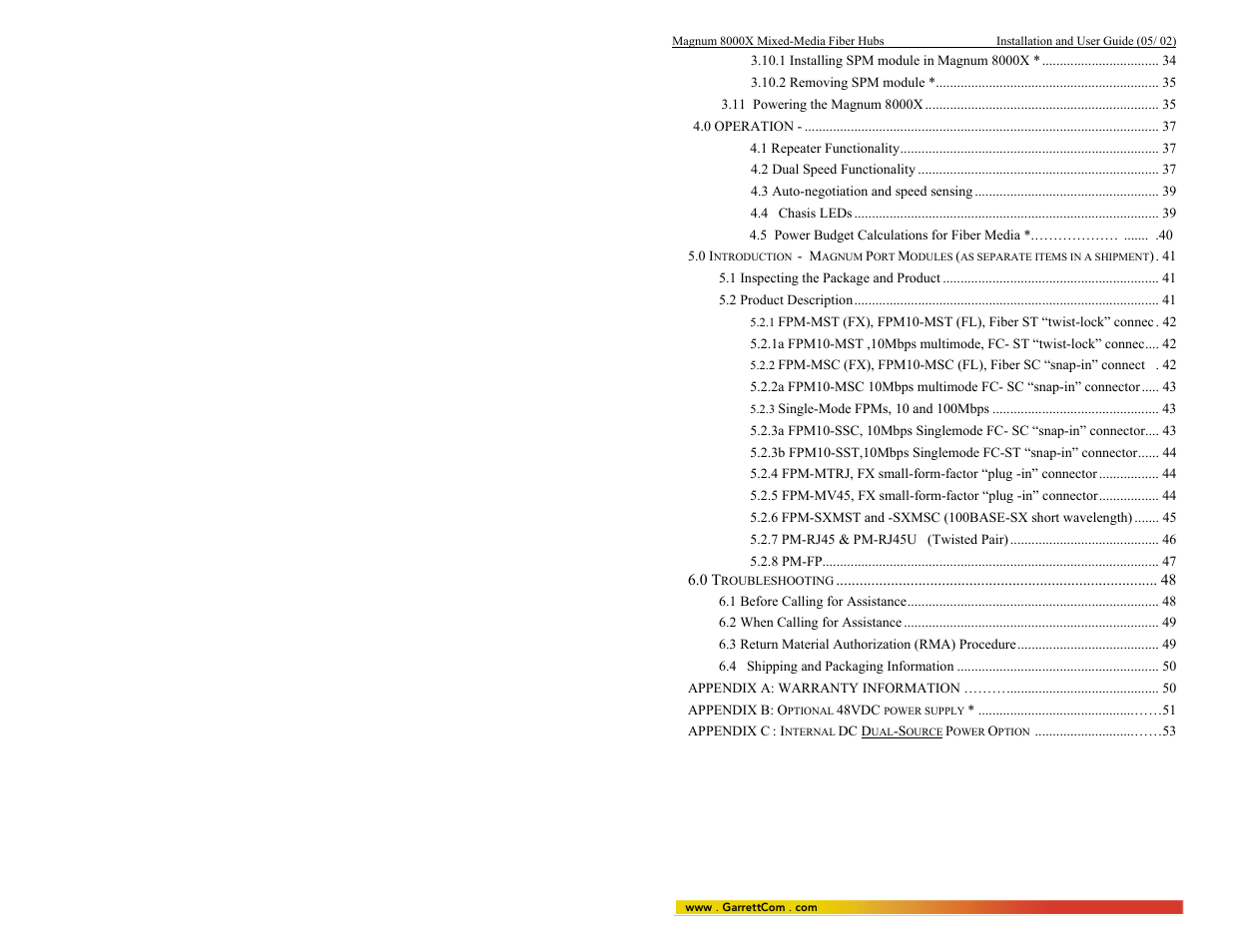 GarrettCom 8000X User Manual | Page 6 / 63