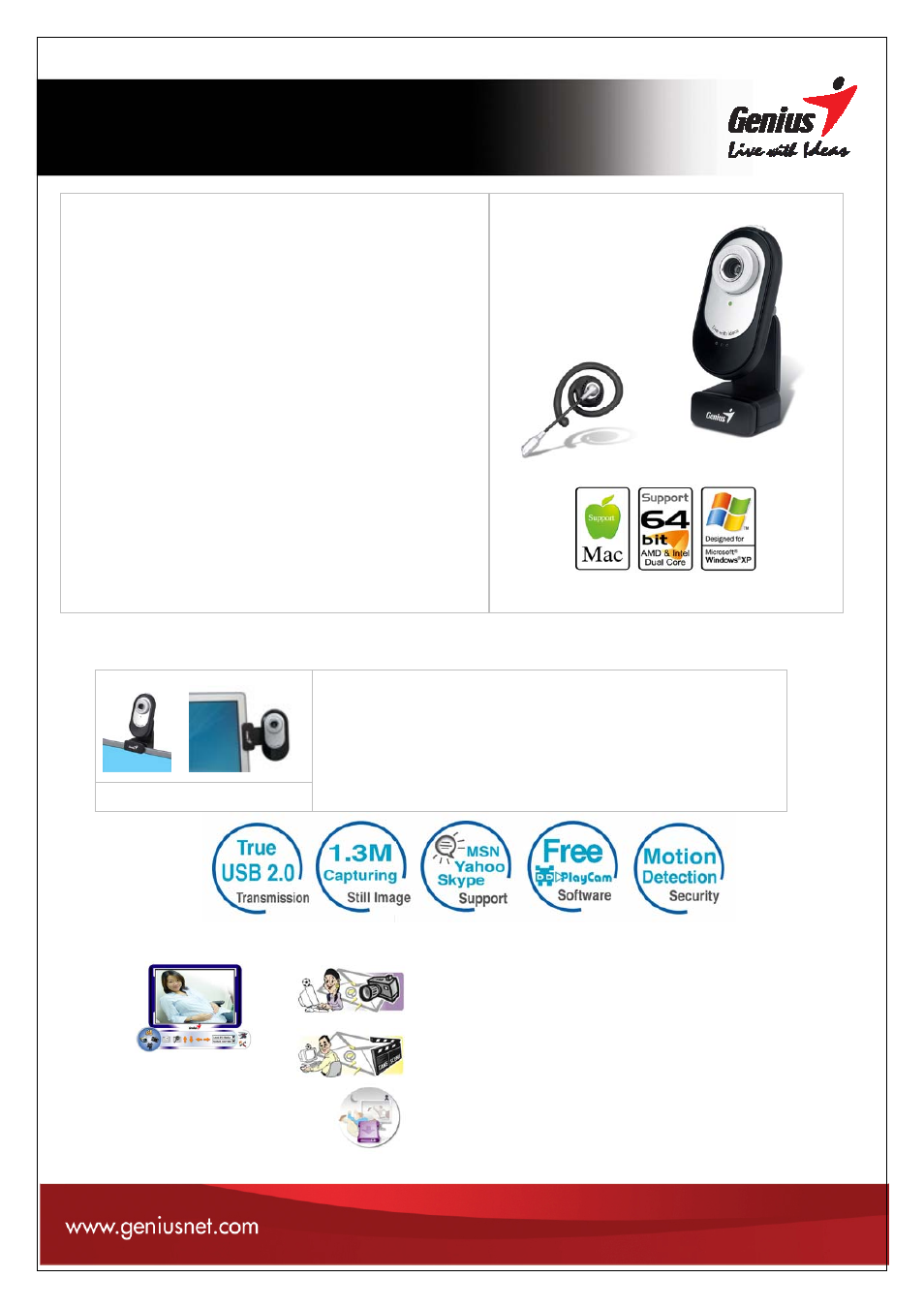 GENIUS Web Camera User Manual | 3 pages