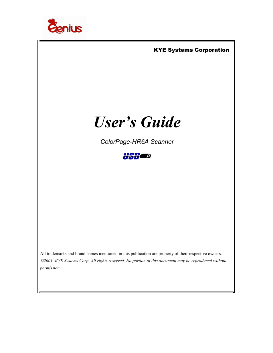 GENIUS COLORPAGE HR6A User Manual | 33 pages