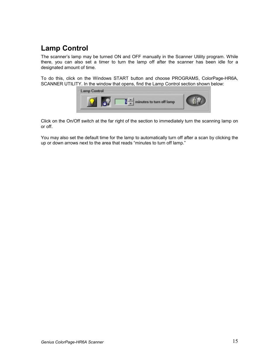 Lamp control | GENIUS COLORPAGE HR6A User Manual | Page 17 / 33