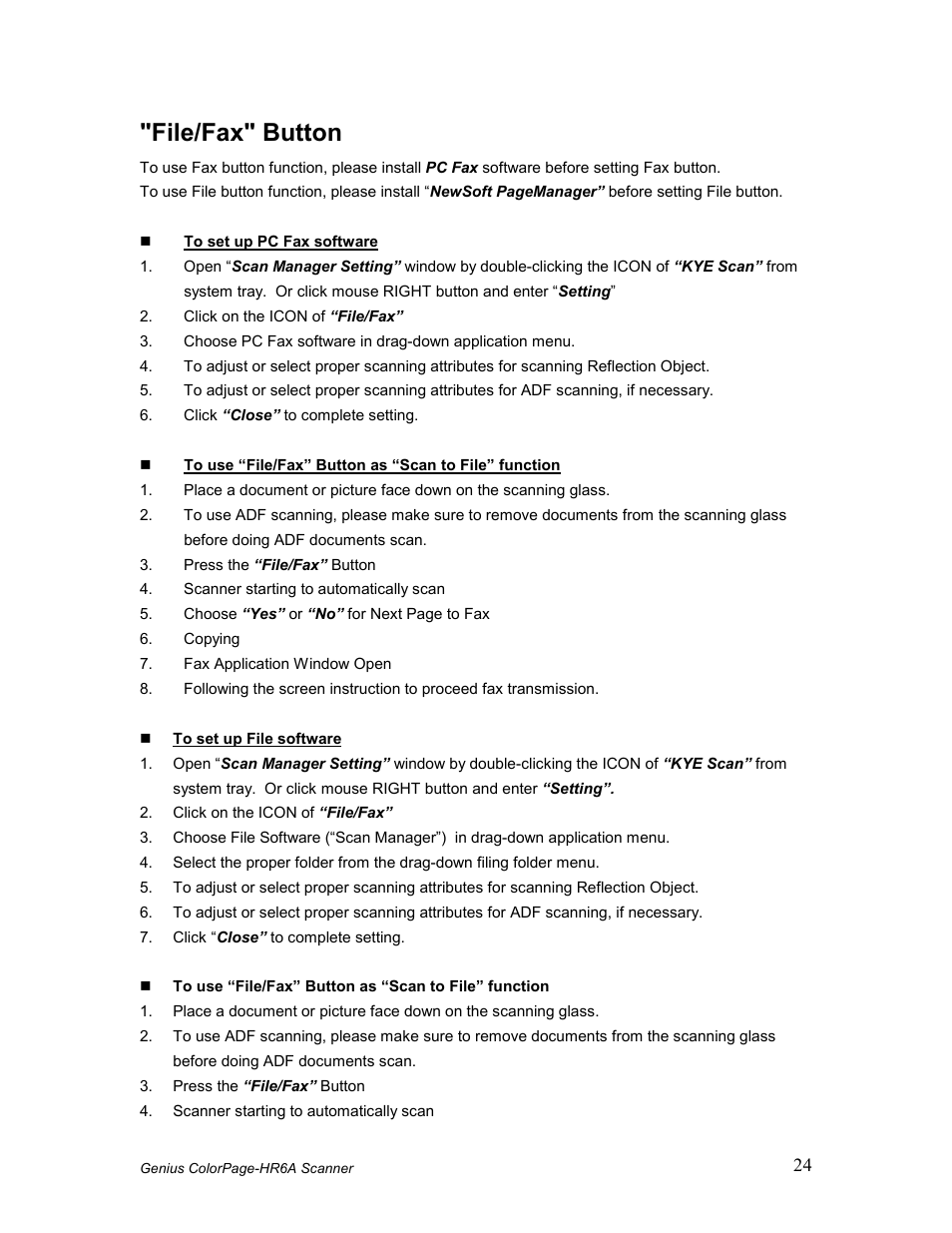 File/fax" button | GENIUS COLORPAGE HR6A User Manual | Page 26 / 33