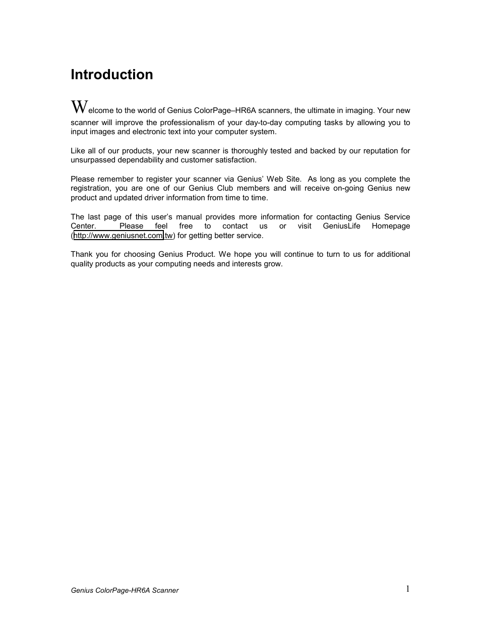 Introduction | GENIUS COLORPAGE HR6A User Manual | Page 3 / 33
