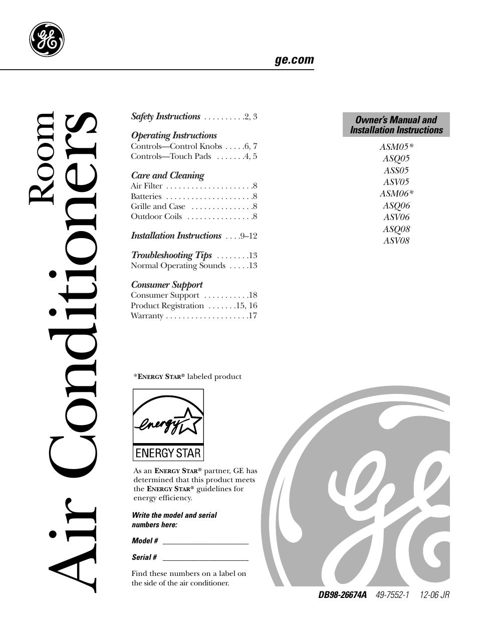 GE Money USA ASQ05 User Manual | 36 pages